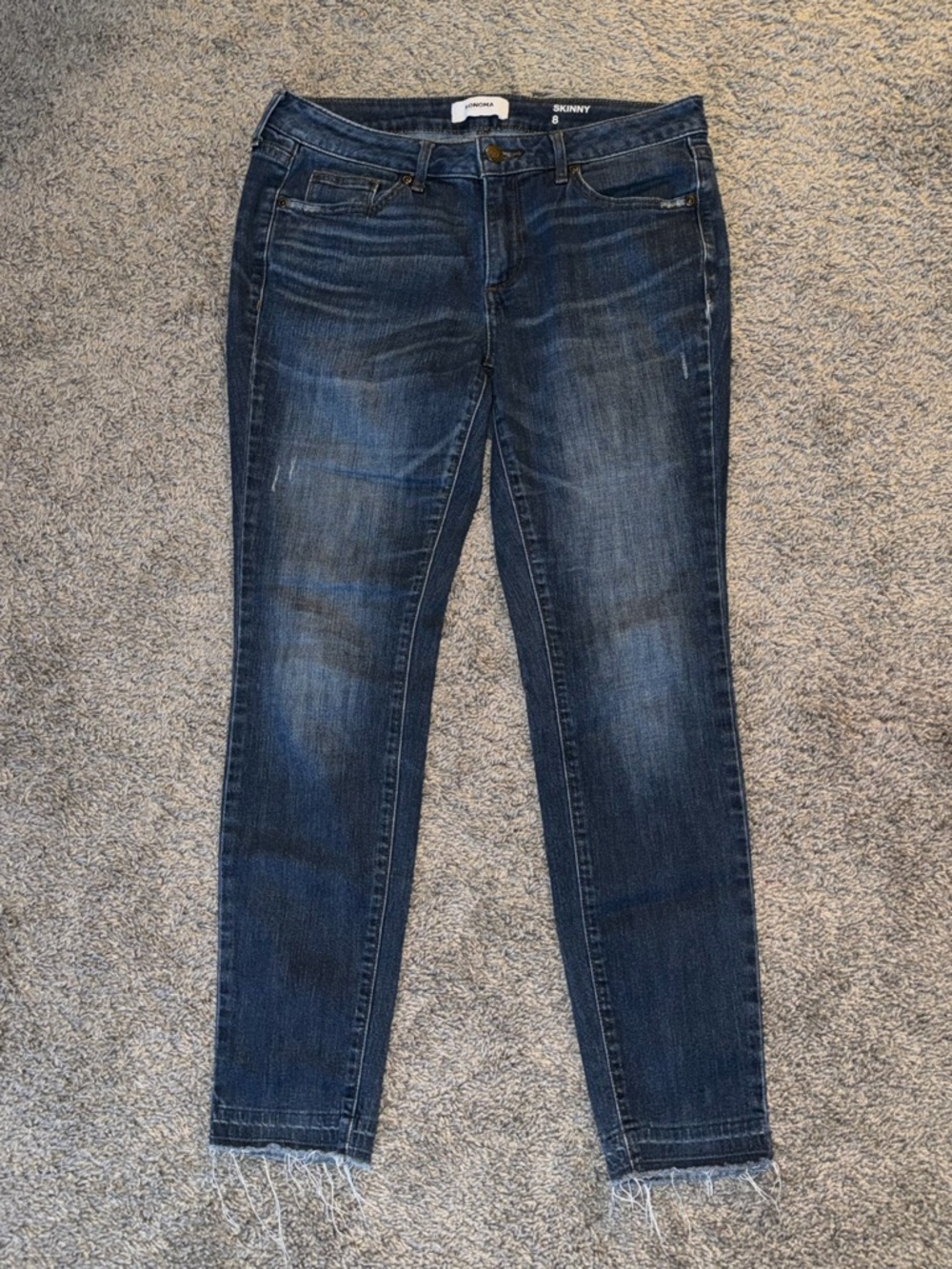 Sonoma Dark Blue Skinny Jeans with Raw Hem